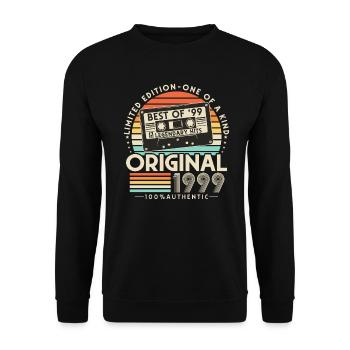 Original 1999 Vintage Retro Cadeau d’anniversaire - Sweat-shirt Unisexe - noir - Devant - Alina (178cm) & Michal (187cm)