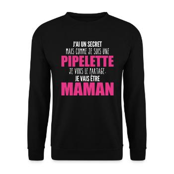je suis une future maman pipelette ! future maman - Sweat-shirt Unisexe - noir - Devant - Alina (178cm) & Michal (187cm)