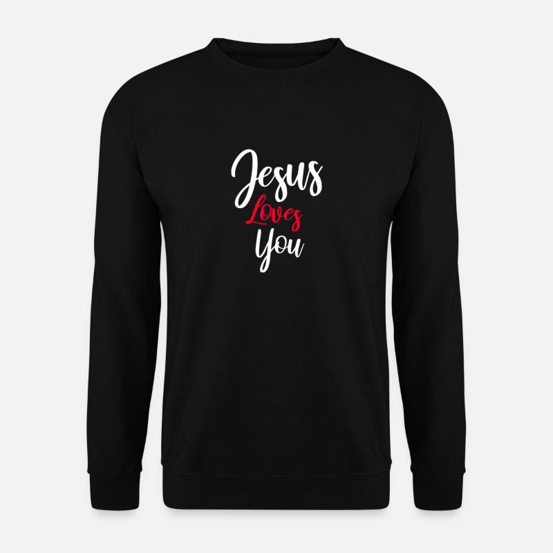 Jesus liebt dich Loves you Geschenk Straßeneinsatz - Unisex Pullover - Schwarz