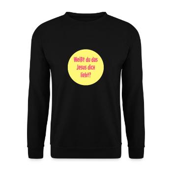Weißt du das Jesus dich liebt? - Unisex Pullover - Schwarz - Vorne - Alina (178cm) & Michal (187cm)