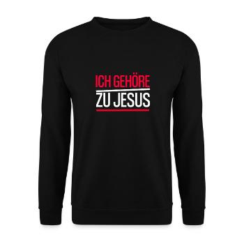 Christlicher Spruch / Ich gehöre zu Jesus - Unisex Pullover - Schwarz - Vorne - Alina (178cm) & Michal (187cm)