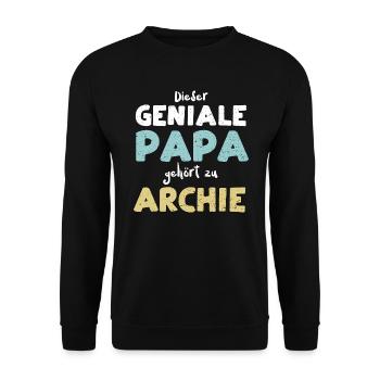 Dieser Geniale Papa Gehört Zu Ar... - Unisex Pullover - Schwarz - Vorne - Alina (178cm) & Michal (187cm)