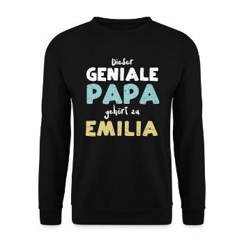 Dieser Geniale Papa Gehört Zu Em... - Unisex Pullover - Schwarz - Vorne - Alina (178cm) & Michal (187cm)