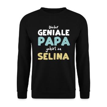 Dieser Geniale Papa Gehört Zu Se... - Unisex Pullover - Schwarz - Vorne - Alina (178cm) & Michal (187cm)