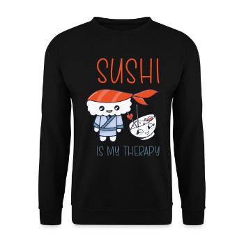 Kawaii Japanese Food Salmon Salmon Sushi Roll - Unisex Sweatshirt - black - Front - Alina (178cm) & Michal (187cm)