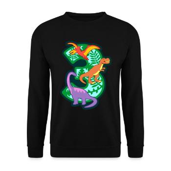 Dinosaurier 3. Geburtstagsparty Nummer 3 - 3 Jahre - Unisex Pullover - Schwarz - Vorne - Alina (178cm) & Michal (187cm)
