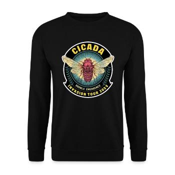Invasion Zikaden 2024 Liebt Zikaden - Unisex Pullover - Schwarz - Vorne - Alina (178cm) & Michal (187cm)