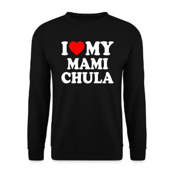 I love my mami chula - Unisex Pullover - Schwarz - Vorne - Alina (178cm) & Michal (187cm)