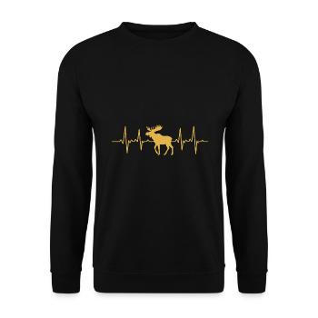 Herzschlag Elch - Unisex Pullover - Schwarz - Vorne - Alina (178cm) & Michal (187cm)