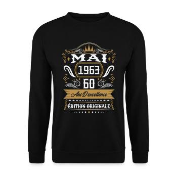 Mai 1963 60 ans d'excellence édition originale - Sweat-shirt Unisexe - noir - Devant - Alina (178cm) & Michal (187cm)