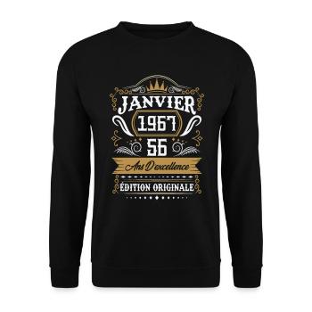 January 1967 56 years retro birthday gift - Unisex Sweatshirt - black - Front - Alina (178cm) & Michal (187cm)