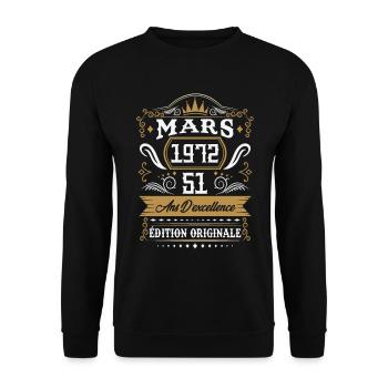 Mars 1972 51 Ans Rétro Cadeau D'anniversaire - Sweat-shirt Unisexe - noir - Devant - Alina (178cm) & Michal (187cm)