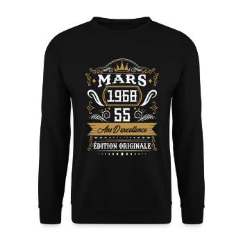 Mars 1968 55 Ans Rétro Cadeau D'anniversaire - Sweat-shirt Unisexe - noir - Devant - Alina (178cm) & Michal (187cm)