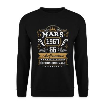 Mars 1967 56 Ans Rétro Cadeau D'anniversaire - Sweat-shirt Unisexe - noir - Devant - Alina (178cm) & Michal (187cm)