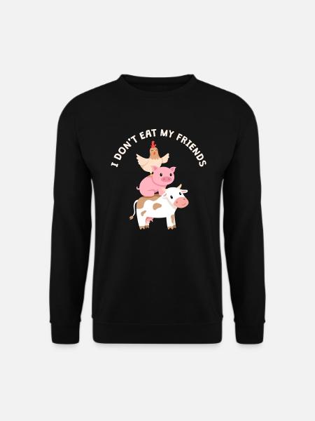 Pig Cow Friends Design für Veganer - Unisex Pullover - Schwarz