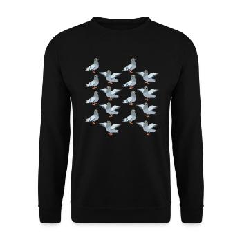 Wildtauben-Musterdesign für Taubenliebhaber - Unisex Pullover - Schwarz - Vorne - Alina (178cm) & Michal (187cm)