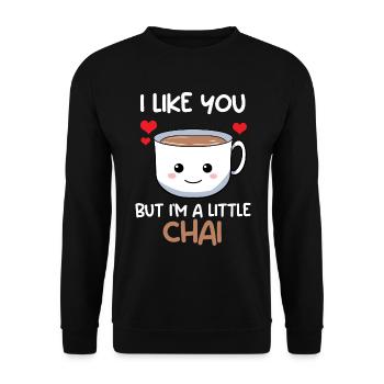 Chai -Teeliebhaber Teeabhängigkeit - Unisex Pullover - Schwarz - Vorne - Alina (178cm) & Michal (187cm)