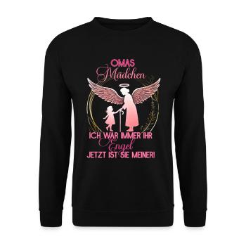Mamas Mädchen, Gedenken Engel Erinnerung Geschenk - Unisex Pullover - Schwarz - Vorne - Alina (178cm) & Michal (187cm)
