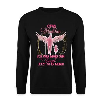 Mamas Mädchen, Gedenken Engel Erinnerung Geschenk - Unisex Pullover - Schwarz - Vorne - Alina (178cm) & Michal (187cm)