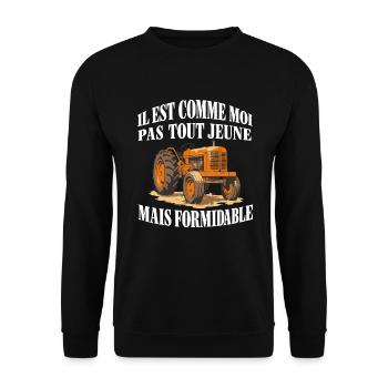 Tracteur Papa agriculteur formidable cadeau vie - Sweat-shirt Unisexe - noir - Devant - Alina (178cm) & Michal (187cm)