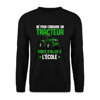 Tracteur Papa Enfant Garçons Fermier Agriculteur - Sweat-shirt Unisexe - noir - Devant - Alina (178cm) & Michal (187cm)