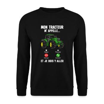 Hommes Conducteur Tracteur Agriculteur Tracteur - Sweat-shirt Unisexe - noir - Devant - Alina (178cm) & Michal (187cm)