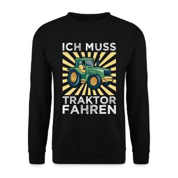 Kinder Traktor vintage - Unisex Pullover - Schwarz - Vorne - Alina (178cm) & Michal (187cm)
