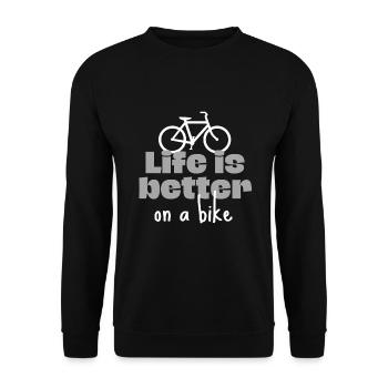Cyclisme : la vie est meilleure sur un vélo - Sweat-shirt Unisexe - noir - Devant - Alina (178cm) & Michal (187cm)