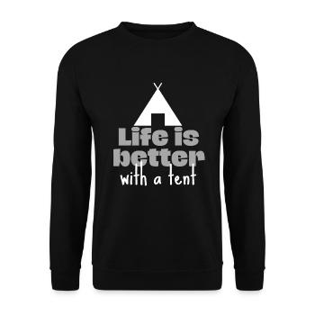 La vie est meilleure avec une tente. - Sweat-shirt Unisexe - noir - Devant - Alina (178cm) & Michal (187cm)