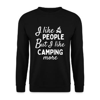 J’aime les gens MAIS j’aime plus le camping - Sweat-shirt Unisexe - noir - Devant - Alina (178cm) & Michal (187cm)