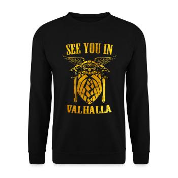 Wikinger Odin Walhalla nordisch - Unisex Pullover - Schwarz - Vorne - Alina (178cm) & Michal (187cm)