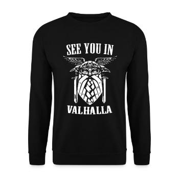 Wikinger Odin Walhalla nordisch - Unisex Pullover - Schwarz - Vorne - Alina (178cm) & Michal (187cm)