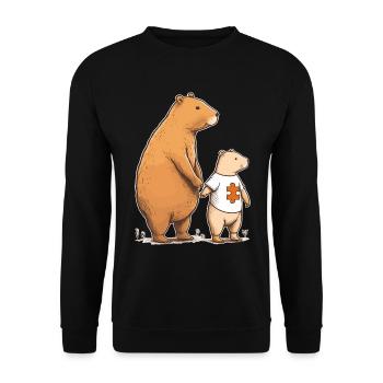 Capybara Parent with Child Autistic Signs - Unisex Sweatshirt - black - Front - Alina (178cm) & Michal (187cm)