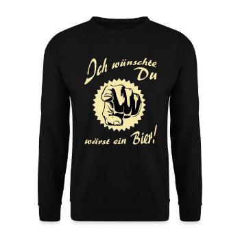 AD - ich wünschte DU wärst ein Bier - Alkohol - Unisex Pullover - Schwarz - Vorne - Alina (178cm) & Michal (187cm)