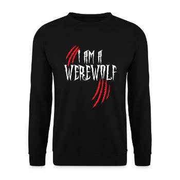 Je suis un cadeau de déguisement d'horreur d'Halloween de loup-garou - Sweat-shirt Unisexe - noir - Devant - Alina (178cm) & Michal (187cm)
