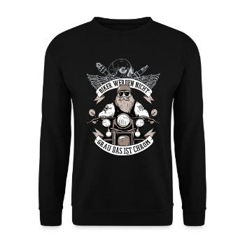 Biker werden nicht grau Motorrad Geschenk Senior - Unisex Pullover - Schwarz - Vorne - Alina (178cm) & Michal (187cm)