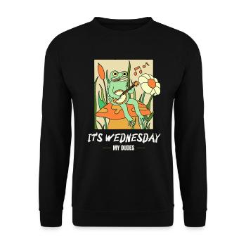 C’est mercredi mes mecs! Mème Grenouille - Sweat-shirt Unisexe - noir - Devant - Alina (178cm) & Michal (187cm)