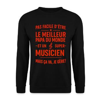 Super Papa Musicien idée cadeau fête des pères - Sweat-shirt Unisexe - noir - Devant - Alina (178cm) & Michal (187cm)