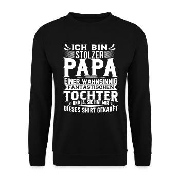 Vatertag Vater Papa Tochter Geschenk - Unisex Pullover - Schwarz - Vorne - Alina (178cm) & Michal (187cm)