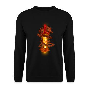 DRAGON, SWORD, FIRE, DRAGON - Unisex Sweatshirt - black - Front - Alina (178cm) & Michal (187cm)
