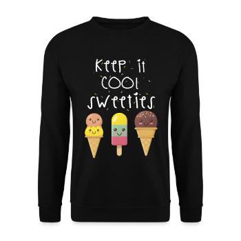 Eis süß lustiger Spruch Geschenk - Unisex Pullover - Schwarz - Vorne - Alina (178cm) & Michal (187cm)