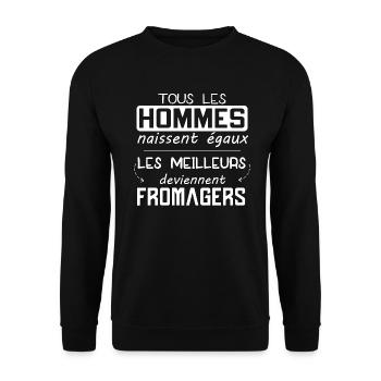 Fromage - Fromager - Fromagerie - Cadeau - Drôle - Sweat-shirt Unisexe - noir - Devant - Alina (178cm) & Michal (187cm)