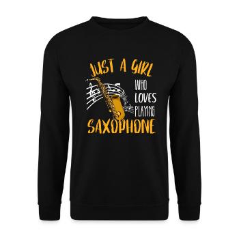 Partition de musique Saxophone Fille Cadeau Saxophoniste - Sweat-shirt Unisexe - noir - Devant - Alina (178cm) & Michal (187cm)
