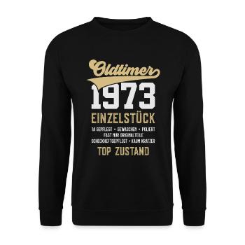 53. GEBURTSTAG OLDTIMER 1973 - Unisex Pullover - Schwarz - Vorne - Alina (178cm) & Michal (187cm)