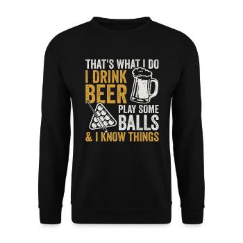 Billard Bier Billardkugel Billardspieler - Unisex Pullover - Schwarz - Vorne - Alina (178cm) & Michal (187cm)