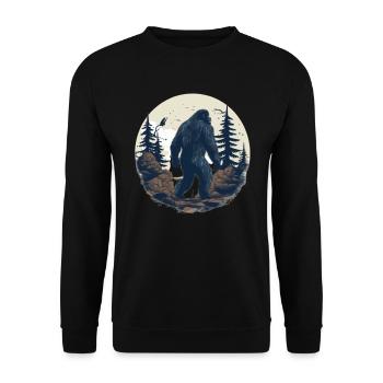 Sasquatch Mythos Geschenk Vintage Natur Bigfoot - Unisex Pullover - Schwarz - Vorne - Alina (178cm) & Michal (187cm)