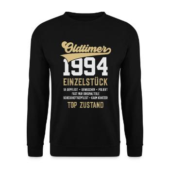 OLDTIMER 1994 EINZELSTÜCK 31. GEBURTSTAG - Unisex Pullover - Schwarz - Vorne - Alina (178cm) & Michal (187cm)