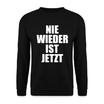 Nie wieder ist jetzt - Unisex Pullover - Schwarz - Vorne - Alina (178cm) & Michal (187cm)