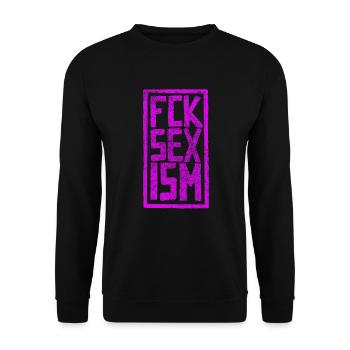 Fuck Sexismus - Unisex Pullover - Schwarz - Vorne - Alina (178cm) & Michal (187cm)