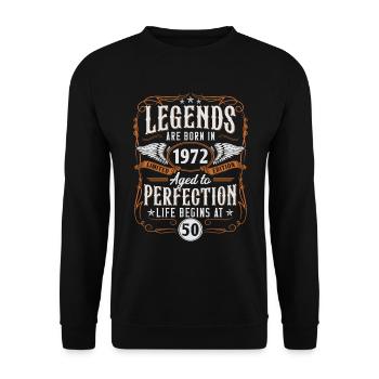 1972 Born Legends 50 Birthday - Unisex Sweatshirt - black - Front - Alina (178cm) & Michal (187cm)